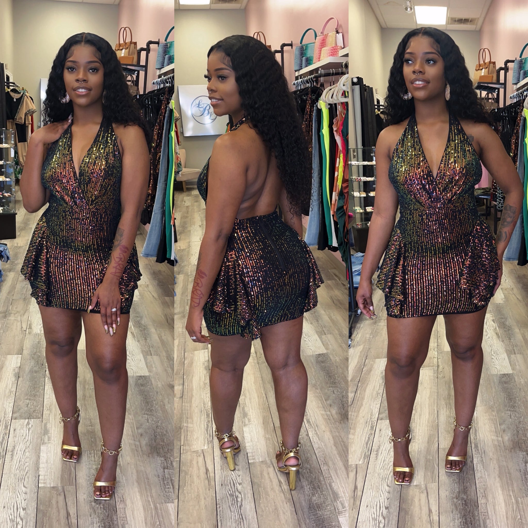 knee length dresses for ladies Gaga Sequin Dress – Lady Luck Boutique