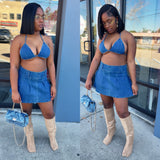 Raven Denim Skirt Set