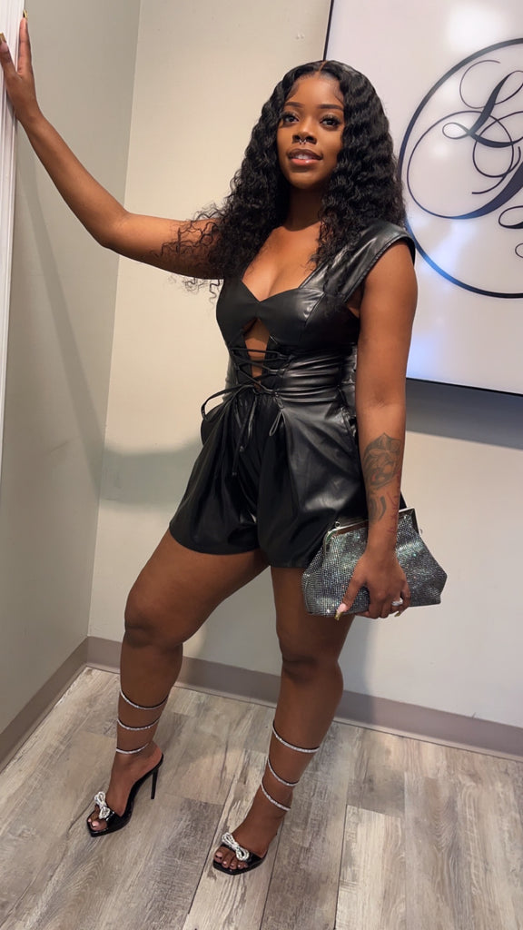 Spice Faux Leather Romper Lady Luck Boutique Spice Faux Leather Romper Lady Luck Boutique
